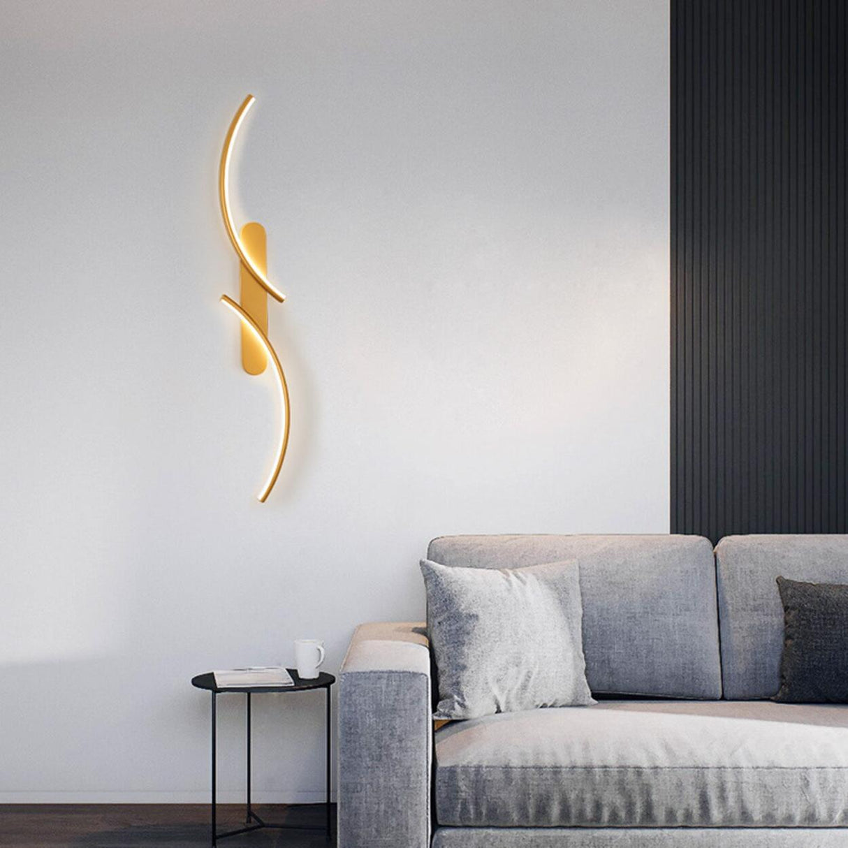 Modern Artistic Curved LED Bedroom Wall Sconce Image - 4