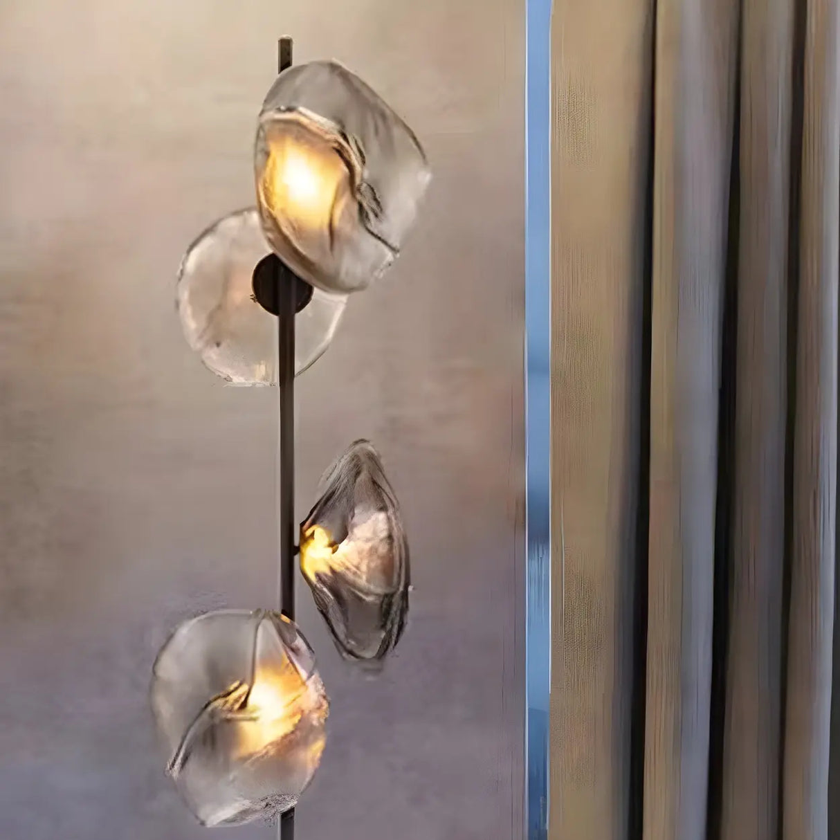 Modern Artistic Irregular Flower Clear Glass Floor Lamp Image - 16