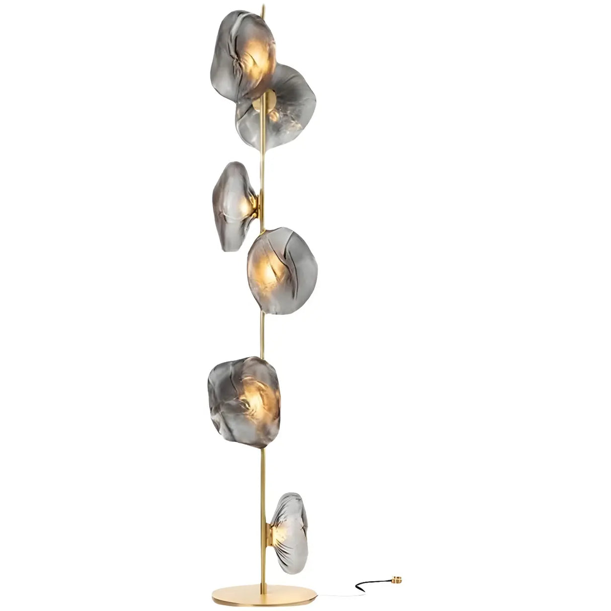 Modern Artistic Irregular Flower Clear Glass Floor Lamp Image - 6