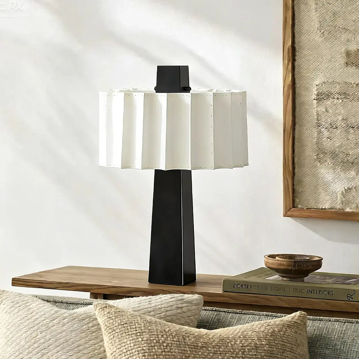 Modern Artistic LED Table Lamp with White Pleated Shade Image - 1