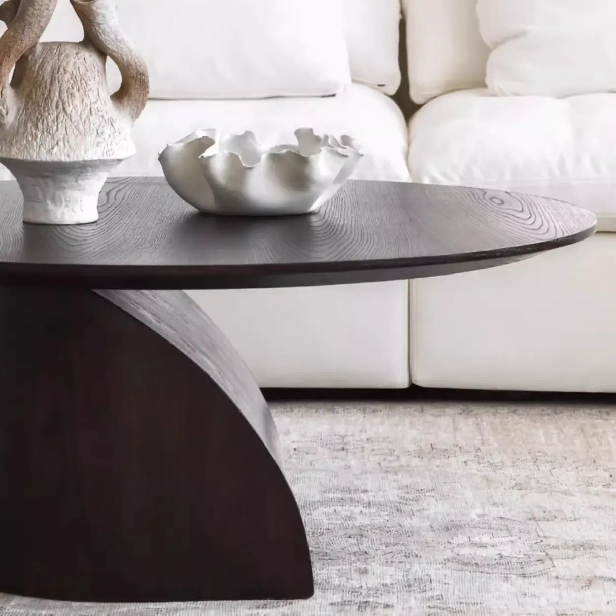 Modern Artistic Round Low-Profile Small Wood Coffee Table Image - 11