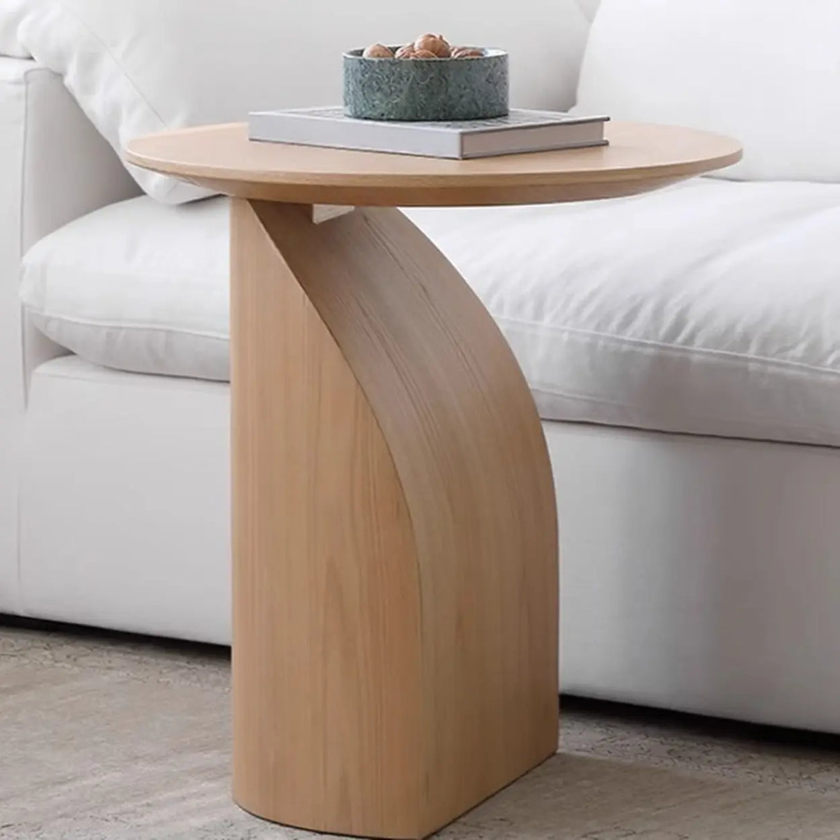Modern Artistic Round Low-Profile Small Wood Coffee Table Image - 6