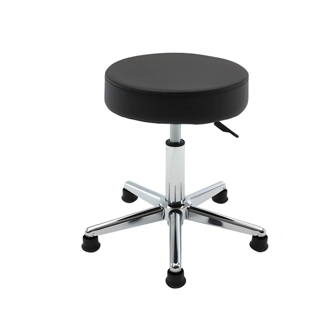 Modern Backless Black Round Steel Office Stool with Wheels Image - 13
