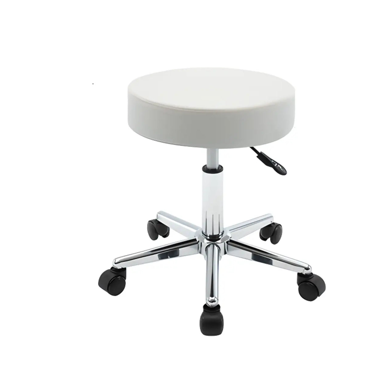 Modern Backless Black Round Steel Office Stool with Wheels Image - 15