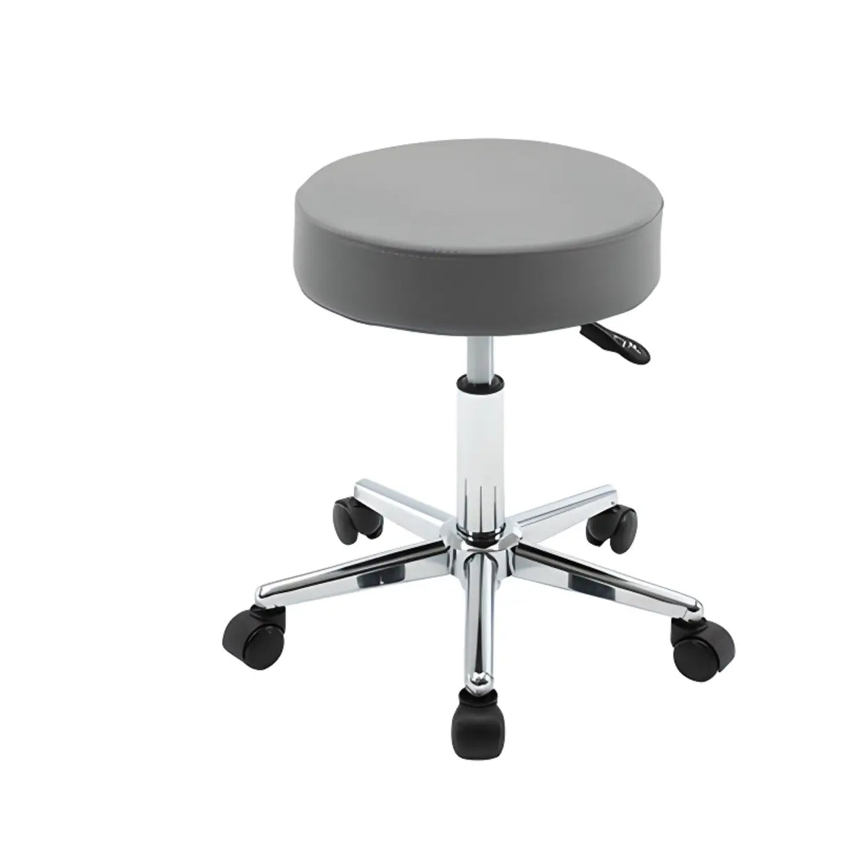 Modern Backless Black Round Steel Office Stool with Wheels Image - 16