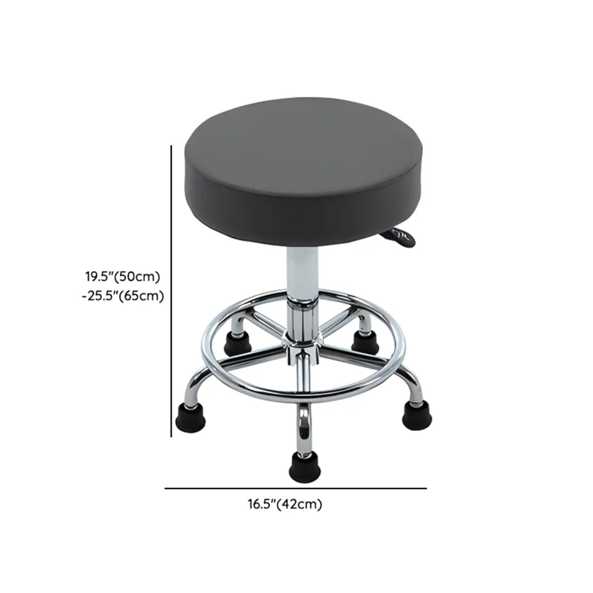 Modern Backless Black Round Steel Office Stool with Wheels Image - 20