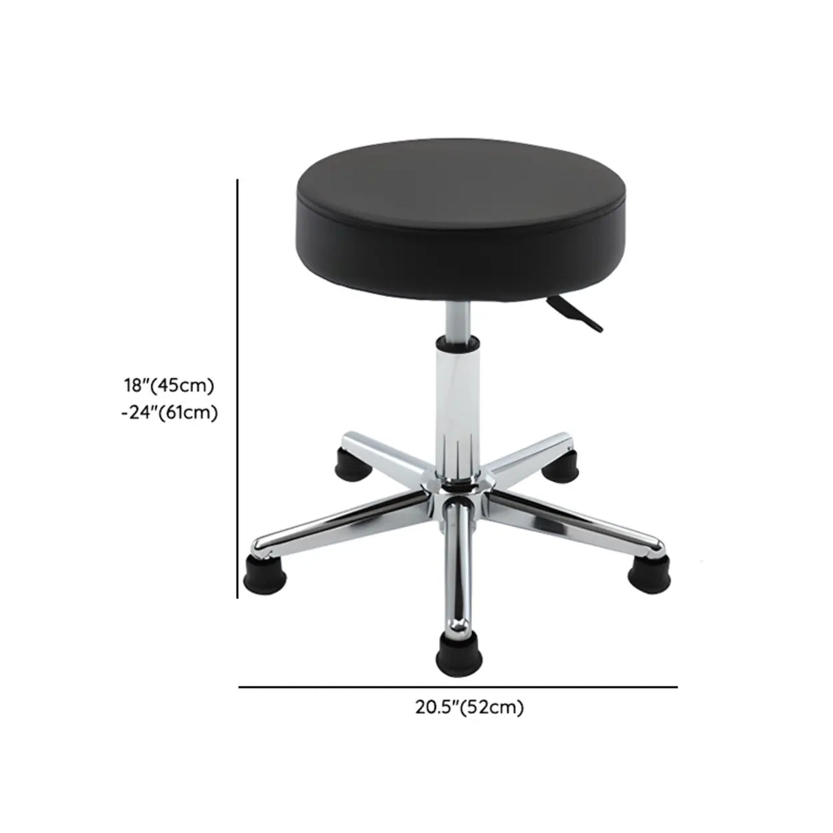 Modern Backless Black Round Steel Office Stool with Wheels Image - 21