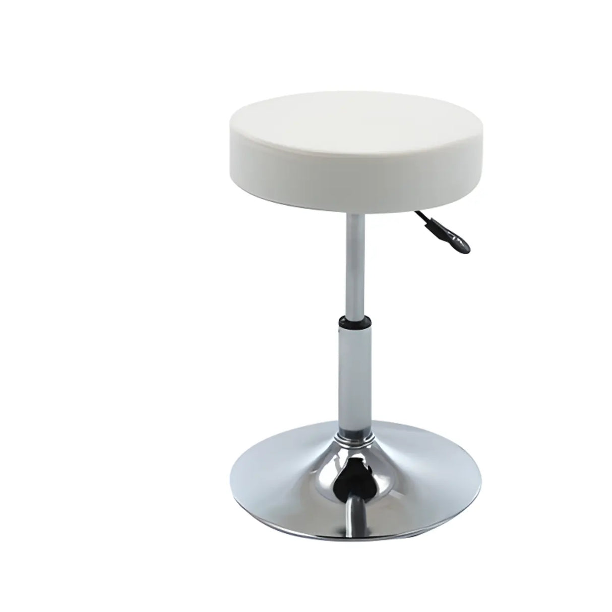 Modern Backless Black Round Steel Office Stool with Wheels Image - 6
