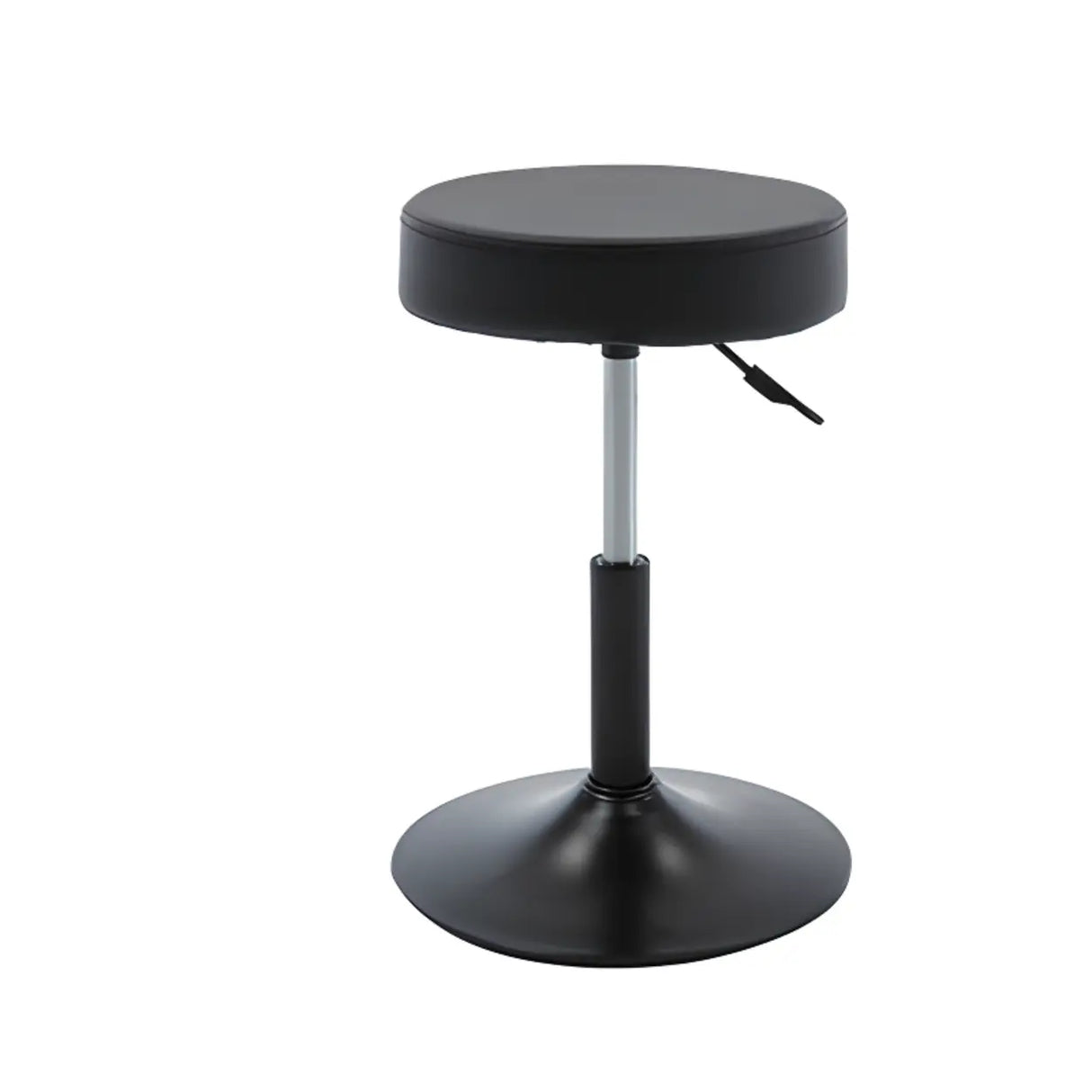 Modern Backless Black Round Steel Office Stool with Wheels Image - 7