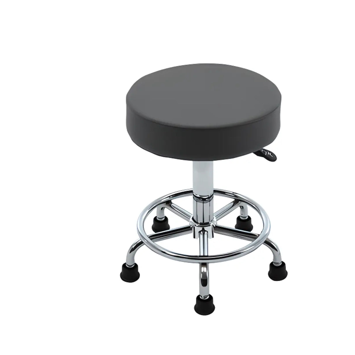 Modern Backless Black Round Steel Office Stool with Wheels Image - 9
