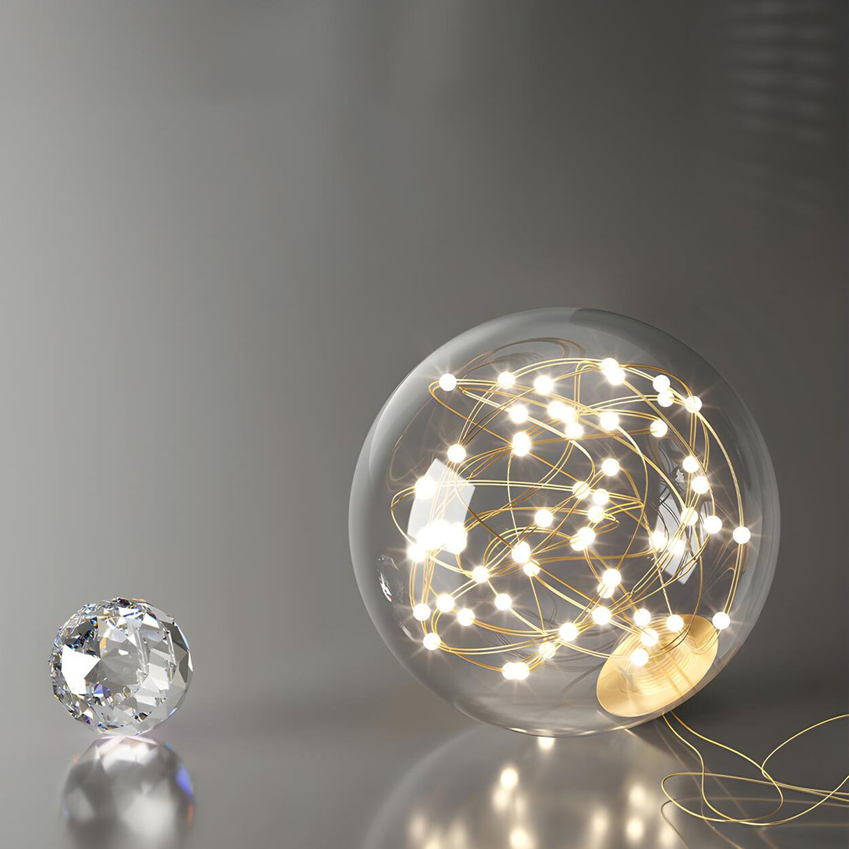 Modern Ball Decor Metal Double Ring Ceiling Fan Light Image - 11