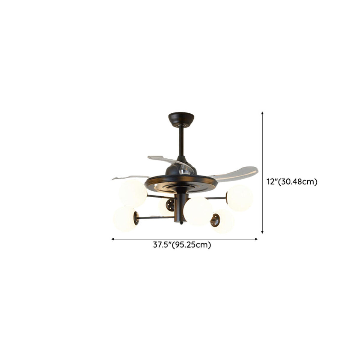 Modern Ball Shades Sputnik Chandelier Fan with Lights