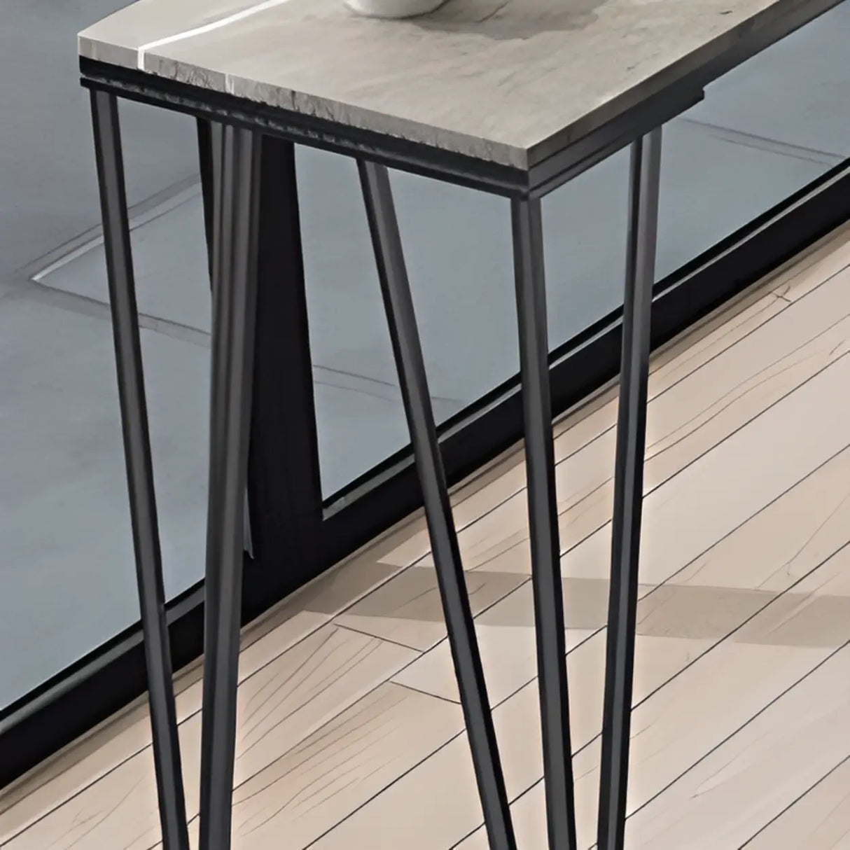 Modern Bar Table Set with 4 Houndstooth Gold Stools Image - 8