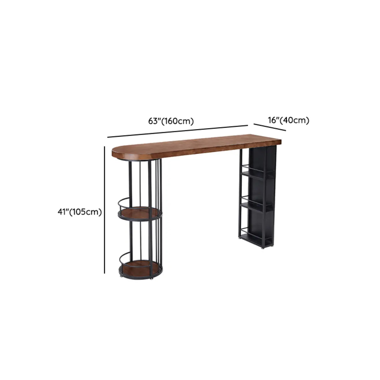 Modern Bar Table Set with Storage and 3 Stools, Brown Wood Image - 17