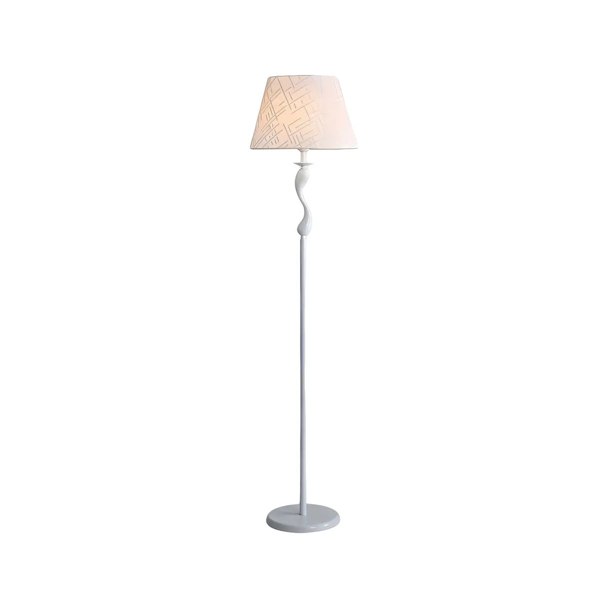 Modern Barrel and Curved Metal Floor Lamp with Shelf Image - 11