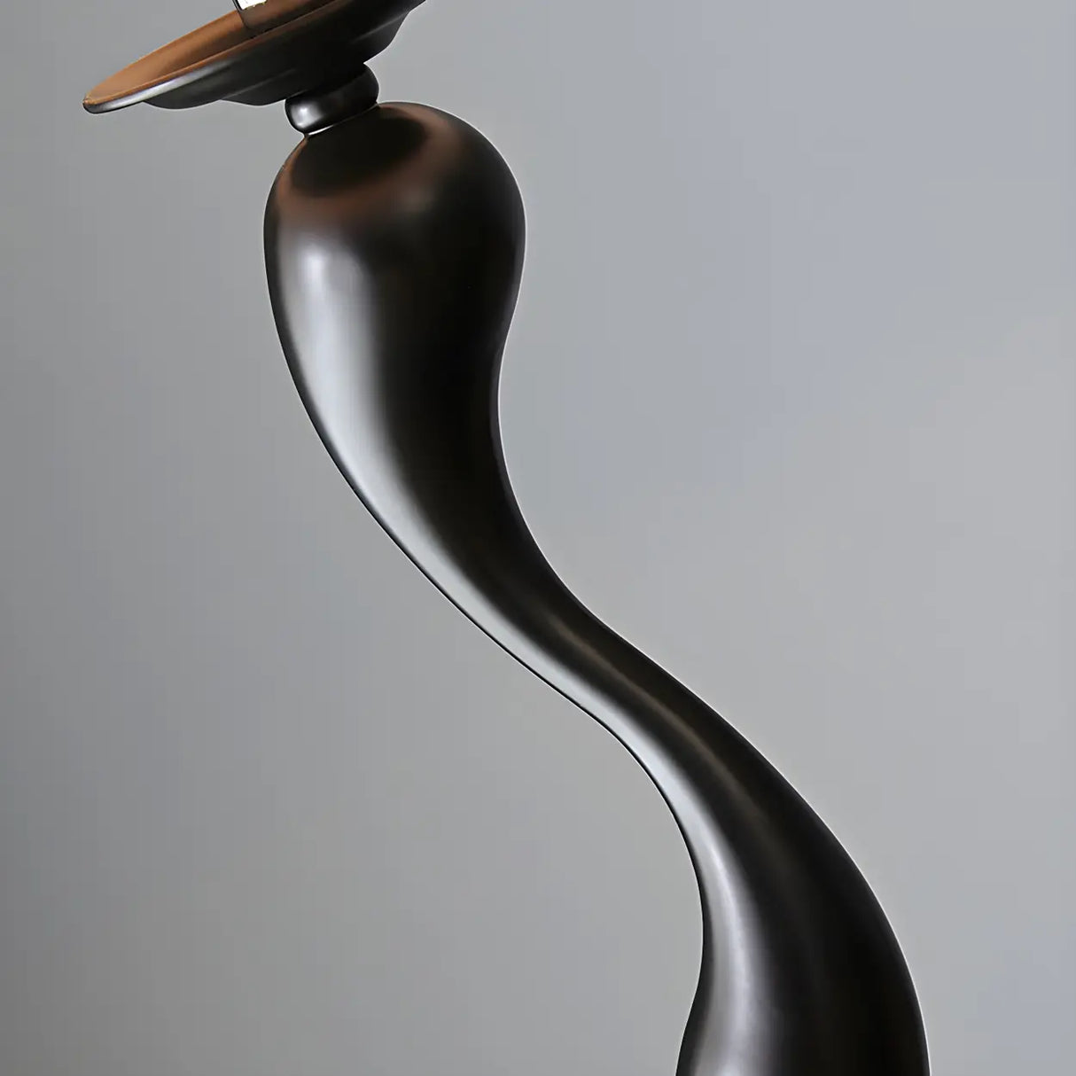 Modern Barrel and Curved Metal Floor Lamp with Shelf Image - 15