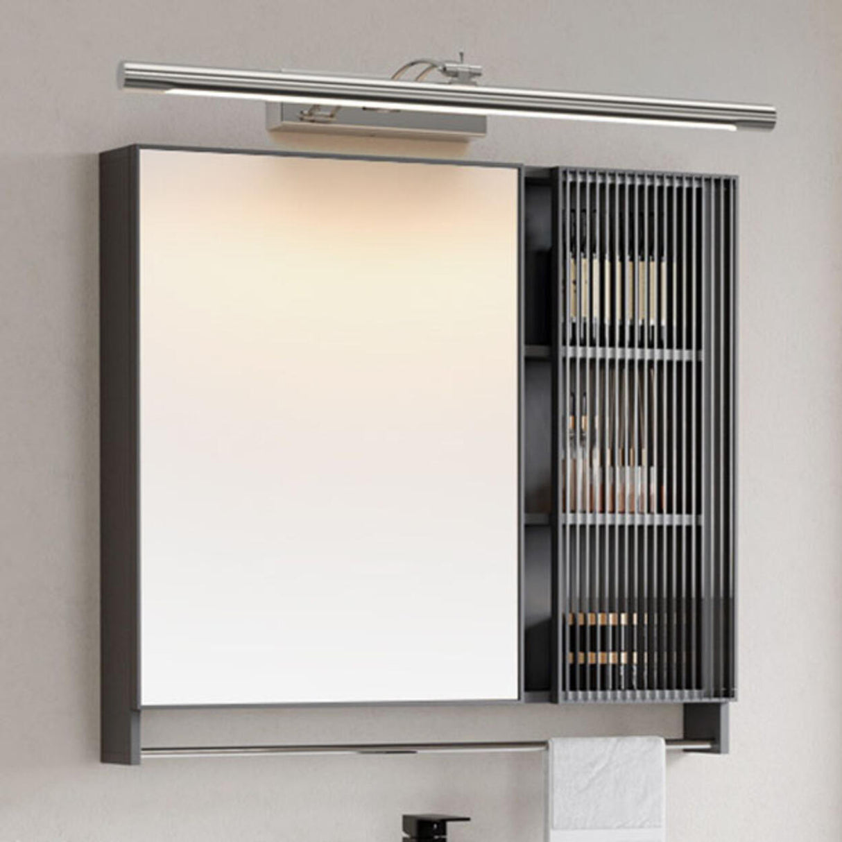 Modern Bathroom Sliver Cylinder LED Vanity Light Image - 1