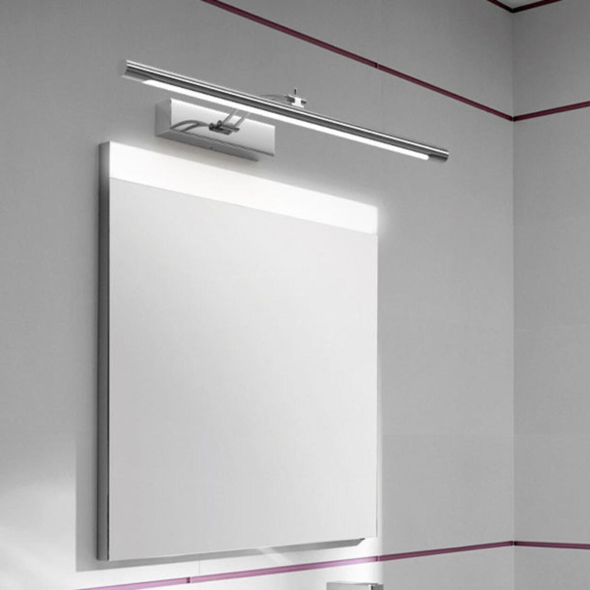 Modern Bathroom Sliver Cylinder LED Vanity Light Image - 3