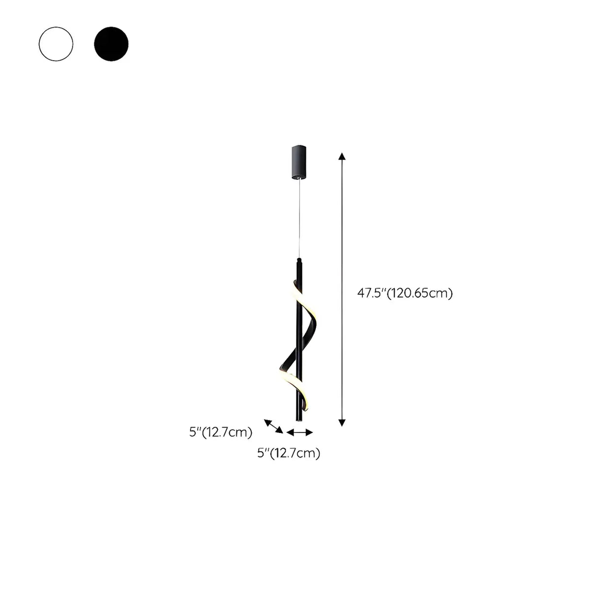 Modern Bedroom Black Metal Spiral LED Pendant Light