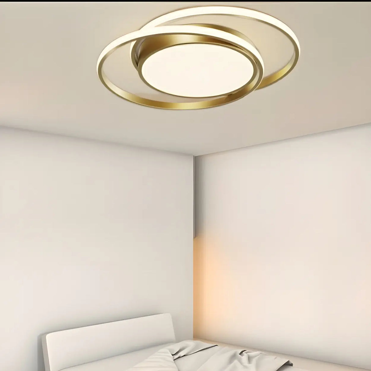 Modern Bedroom Circle Metal Flush Mount Ceiling Light Image - 4