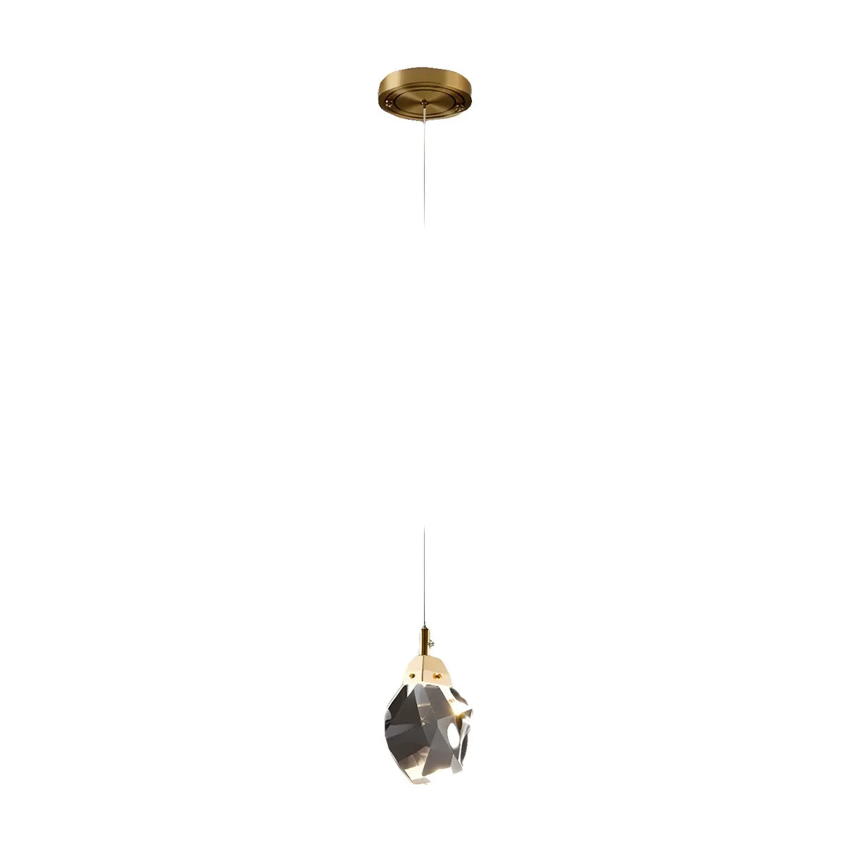 Modern Bedroom Gold Clear Faceted Crystal Pendant Light Image - 5