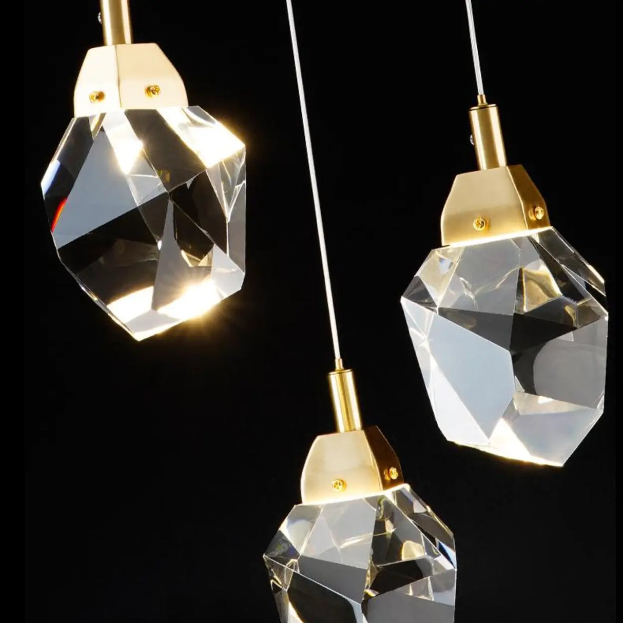 Modern Bedroom Gold Clear Faceted Crystal Pendant Light Image - 6