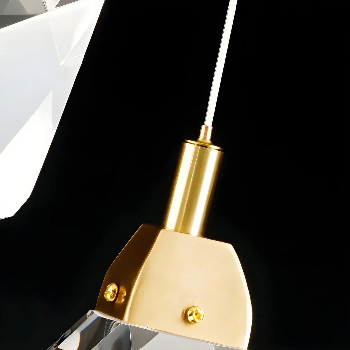 Modern Bedroom Gold Clear Faceted Crystal Pendant Light Image - 7