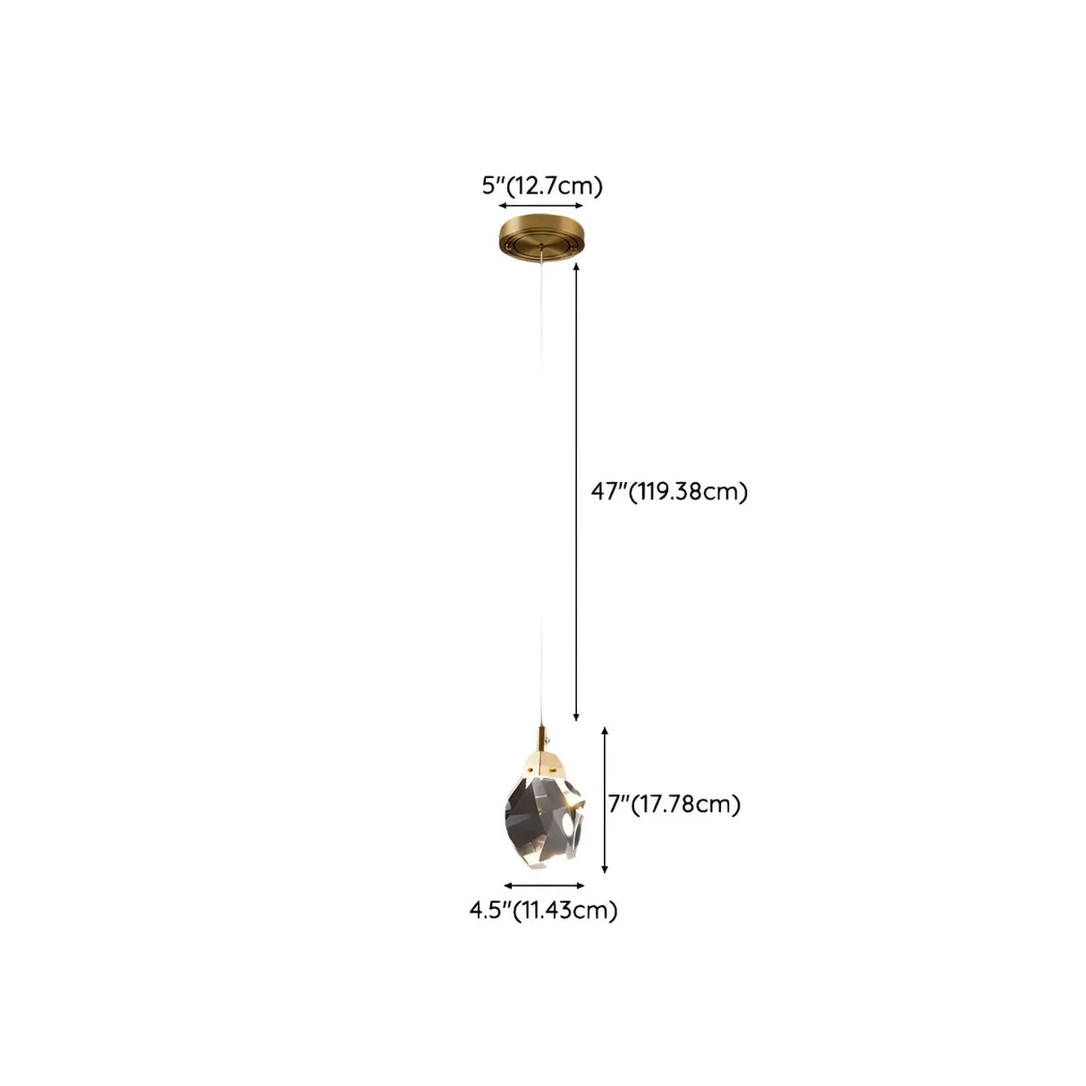 Modern Bedroom Gold Clear Faceted Crystal Pendant Light