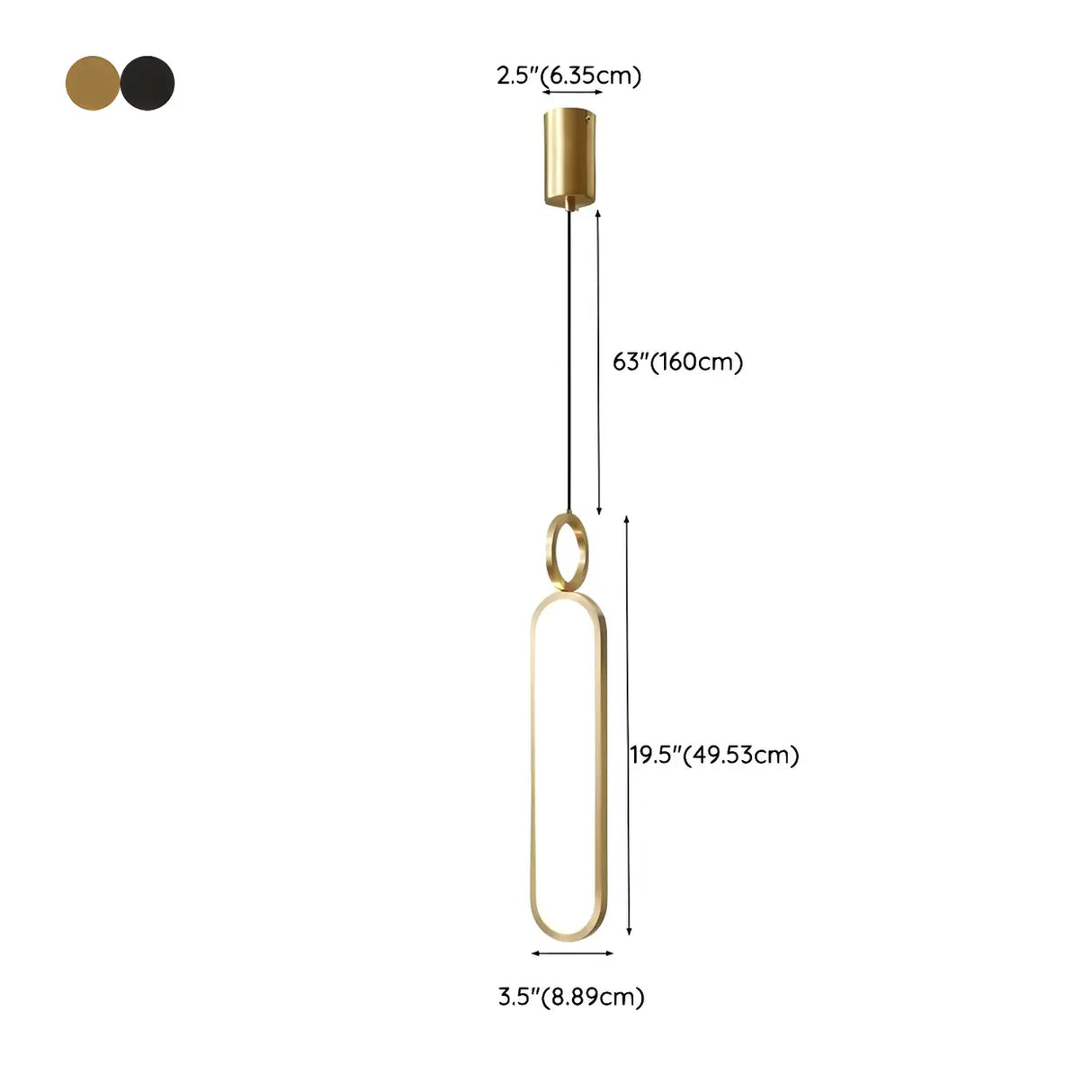 Modern Bedroom Gold Oval Frame LED Pendant Light