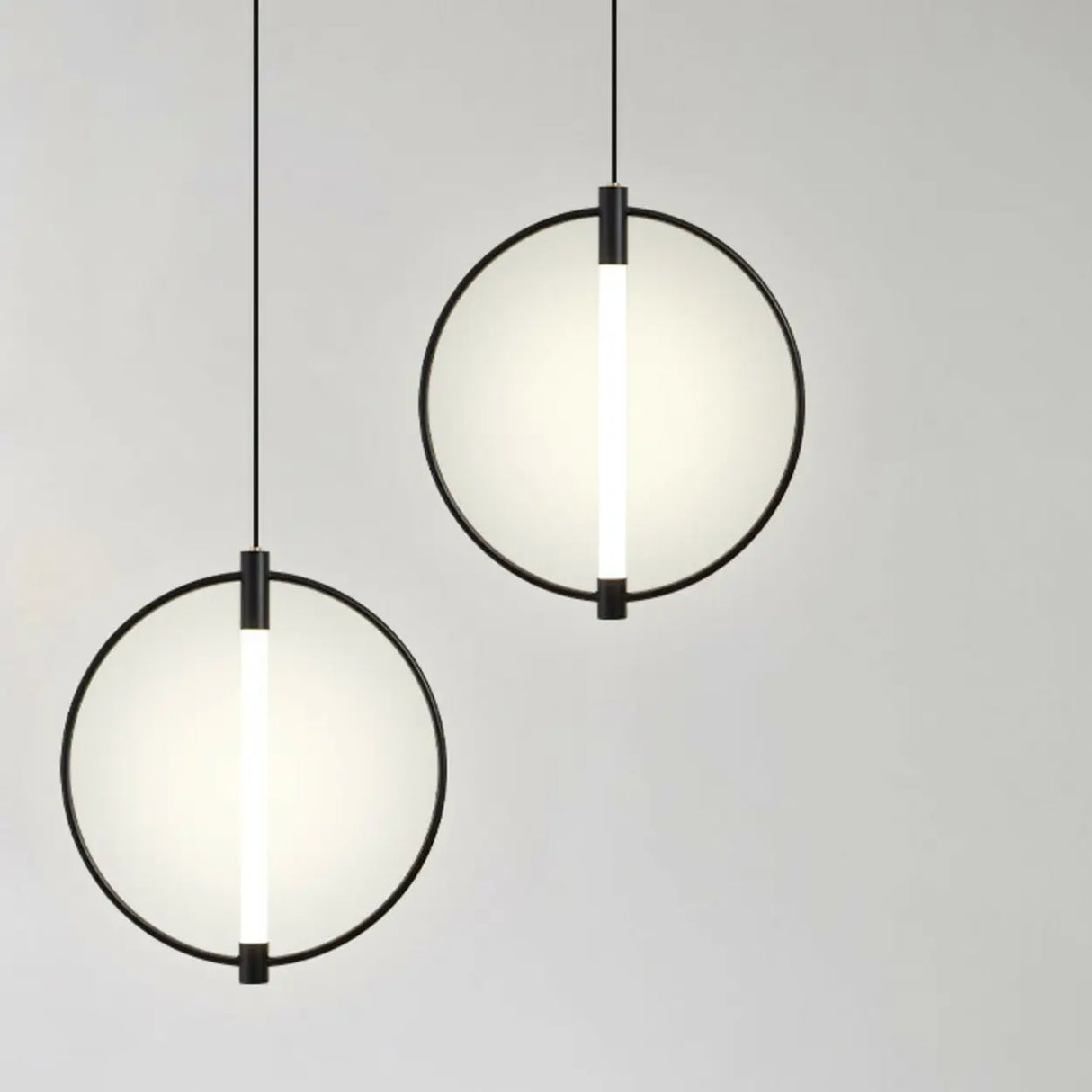 Modern Bedroom Gold Ring White Acrylic Pendant Light Image - 2