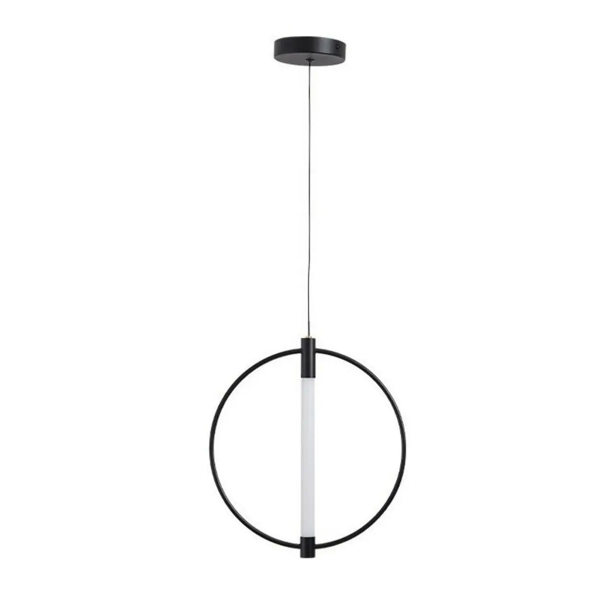 Modern Bedroom Gold Ring White Acrylic Pendant Light Image - 5