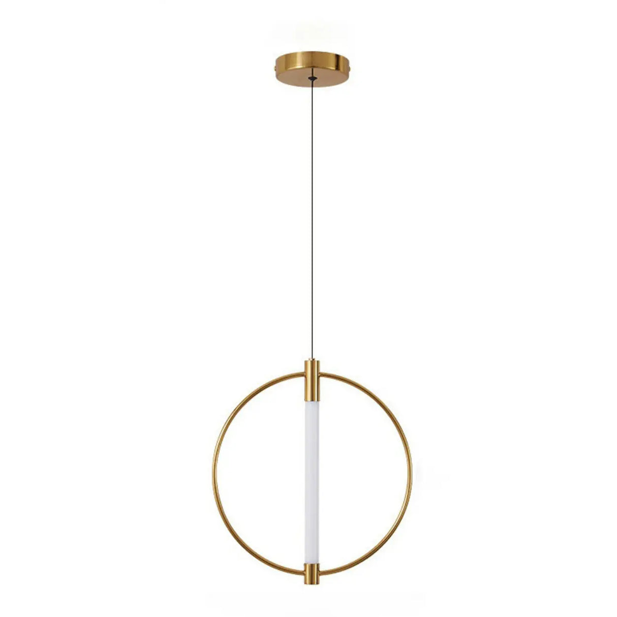 Modern Bedroom Gold Ring White Acrylic Pendant Light Image - 6