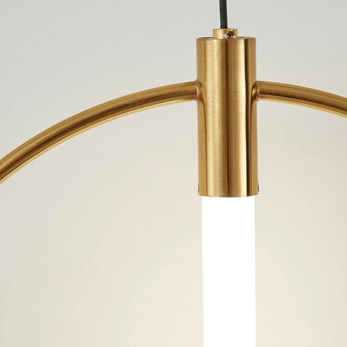 Modern Bedroom Gold Ring White Acrylic Pendant Light Image - 7