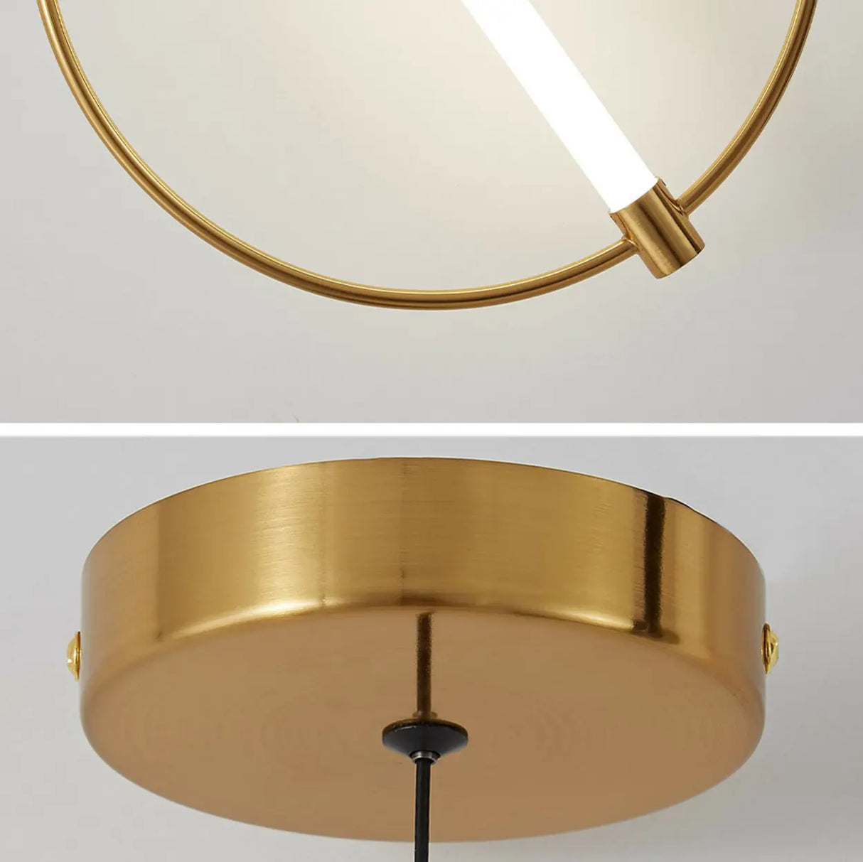 Modern Bedroom Gold Ring White Acrylic Pendant Light Image - 8
