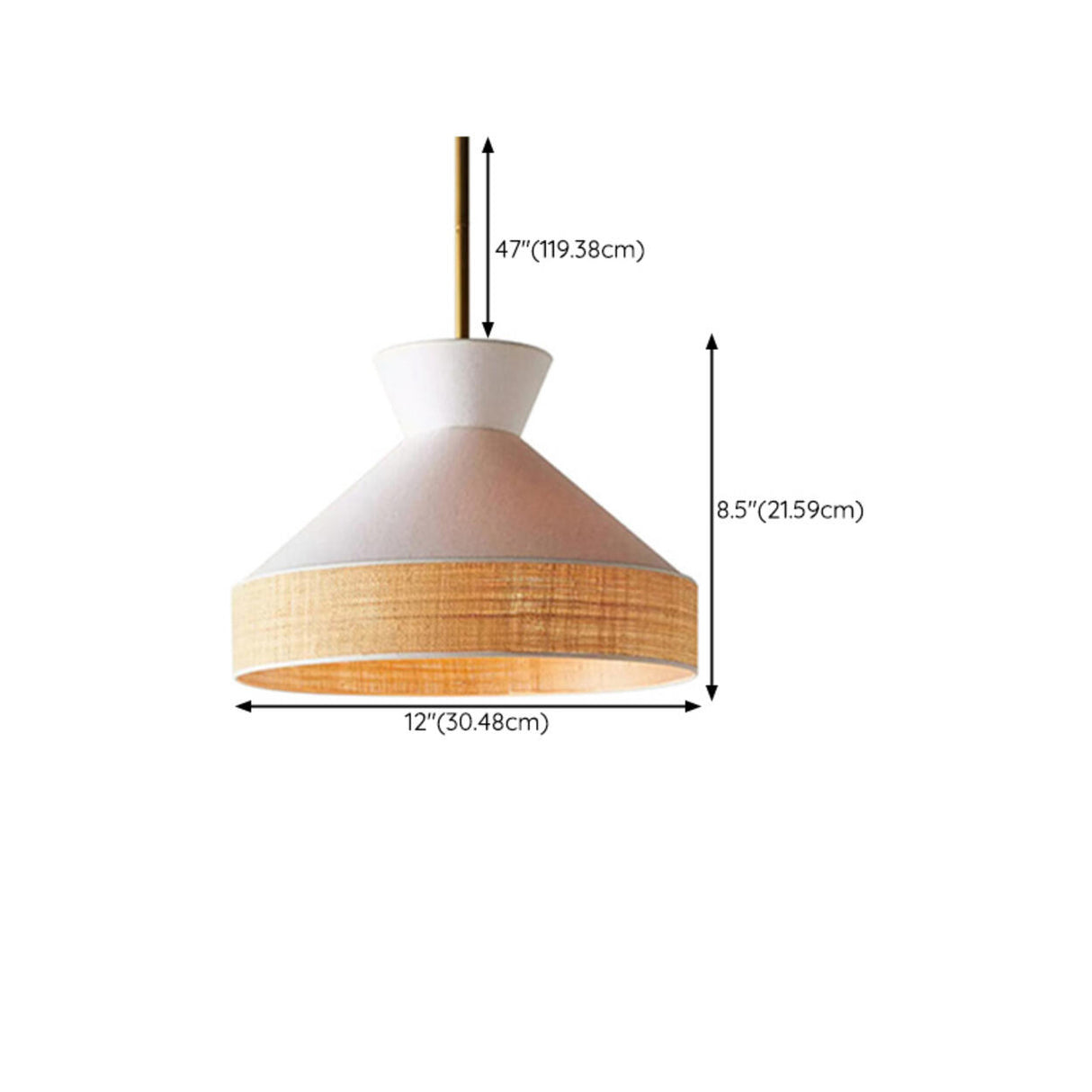 Modern Bedroom White Woven Fabric Cane Pendant Light