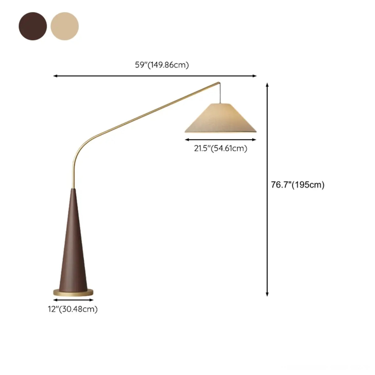 Modern Beige Cone Fabric Gibson Arc LED Floor Lamp