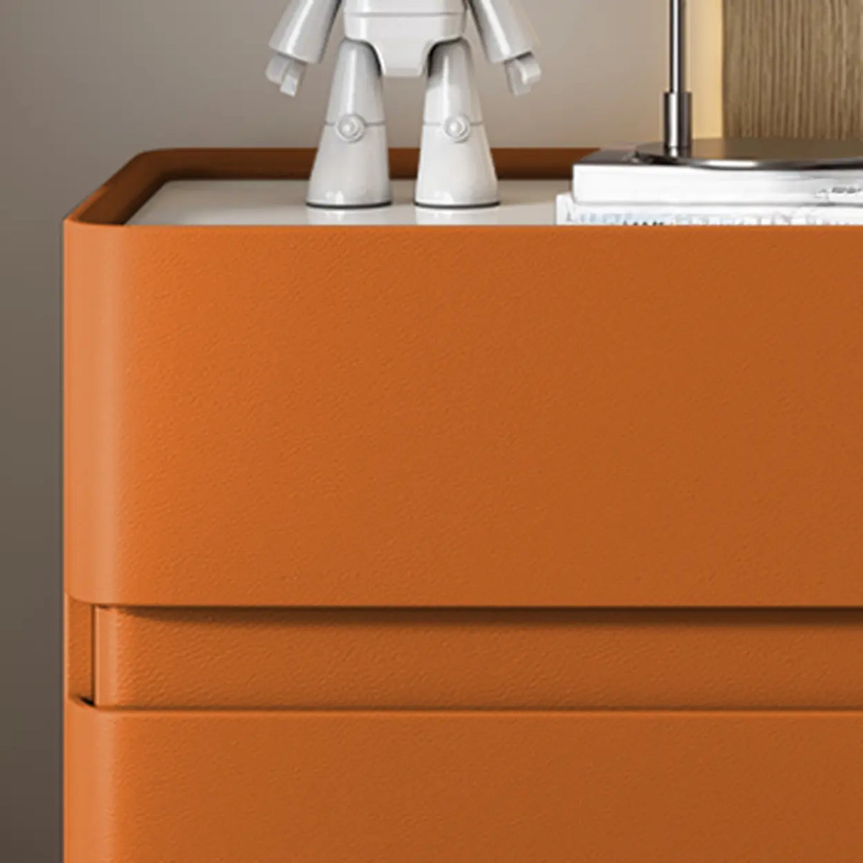 Modern Beige Gold Leg Nightstand with Drawer Storage Image - 4