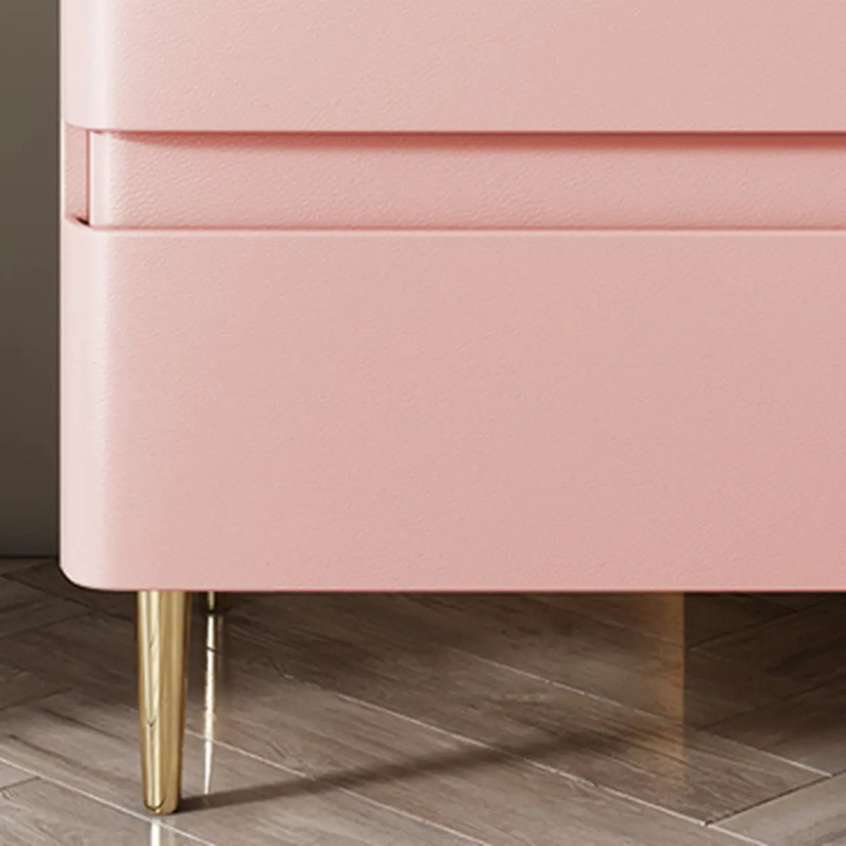 Modern Beige Gold Leg Nightstand with Drawer Storage Image - 6