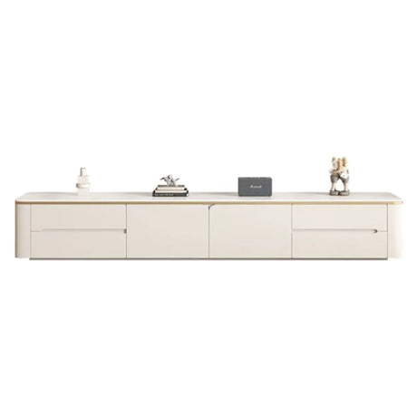 Modern Beige Storage TV Stand with Sleek Marble Tops Image - 2