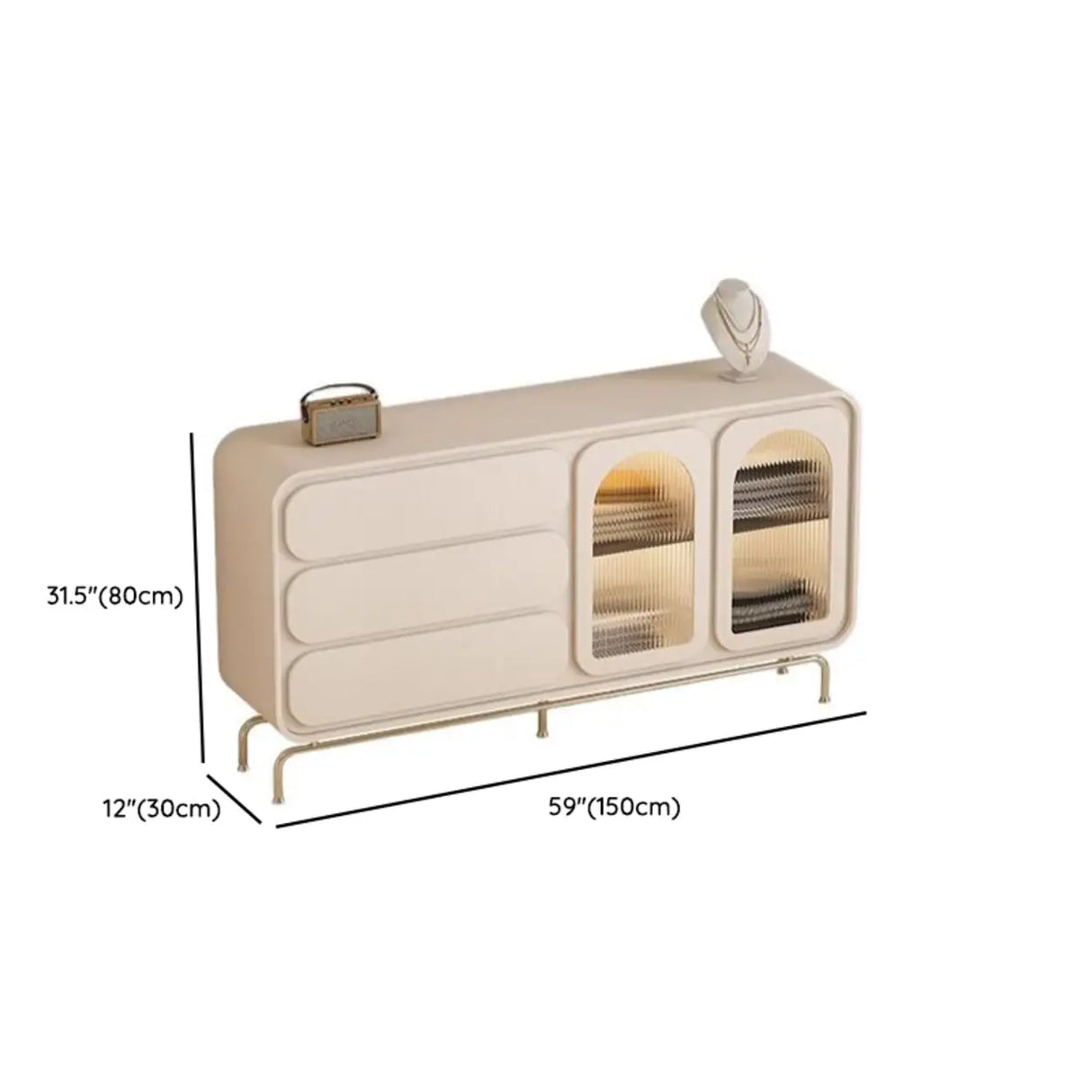 Modern Beige TV Stand with LED Lighting and Storage Image - 12