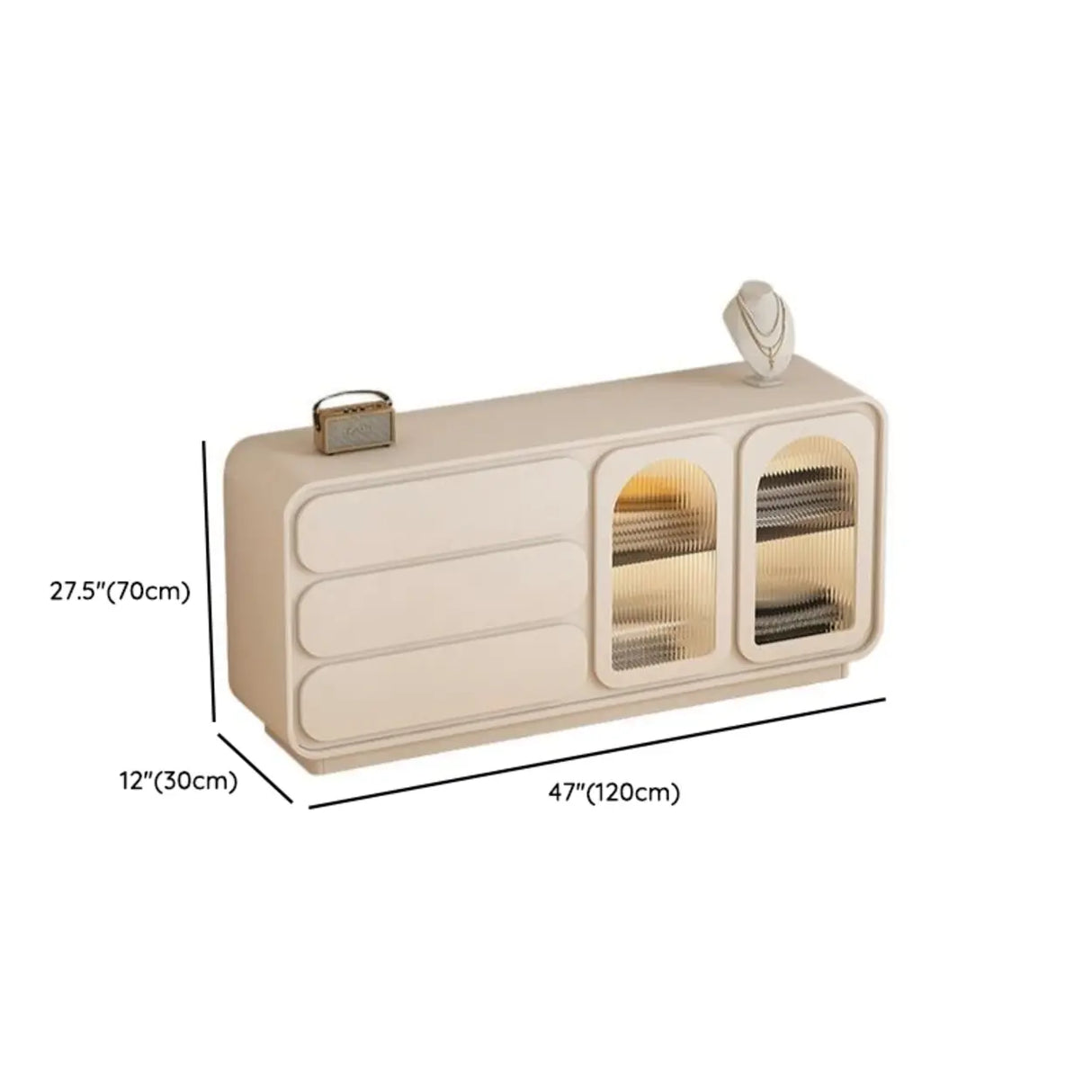 Modern Beige TV Stand with LED Lighting and Storage Image - 14