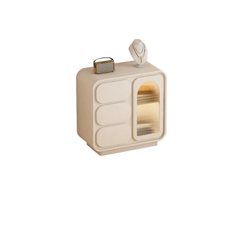 Modern Beige TV Stand with LED Lighting and Storage Image - 2