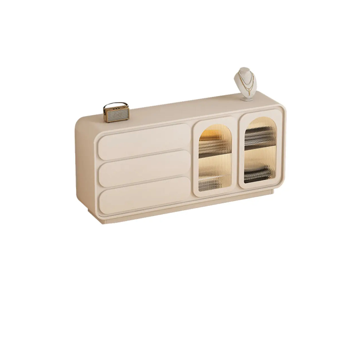 Modern Beige TV Stand with LED Lighting and Storage Image - 3