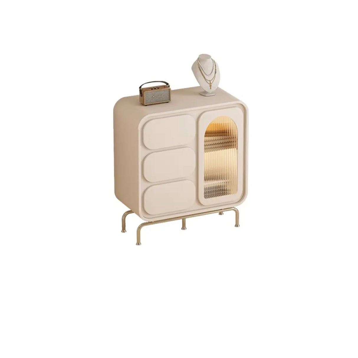 Modern Beige TV Stand with LED Lighting and Storage Image - 5