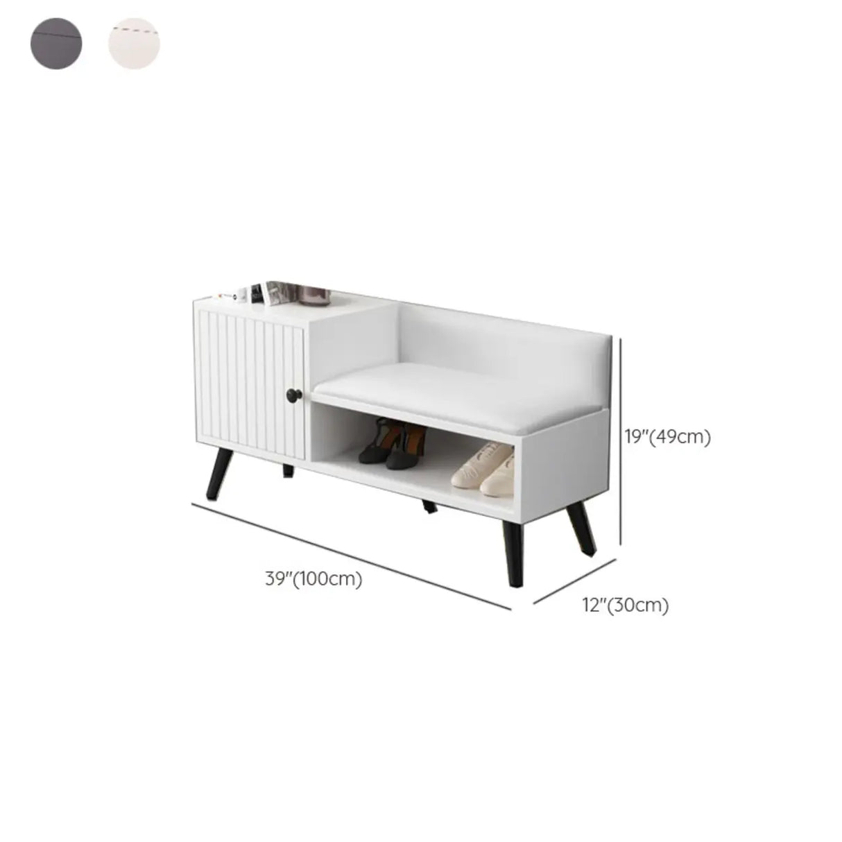 Modern Bench Shoe Storage Wood Entry Gray Cabinet Image - 17