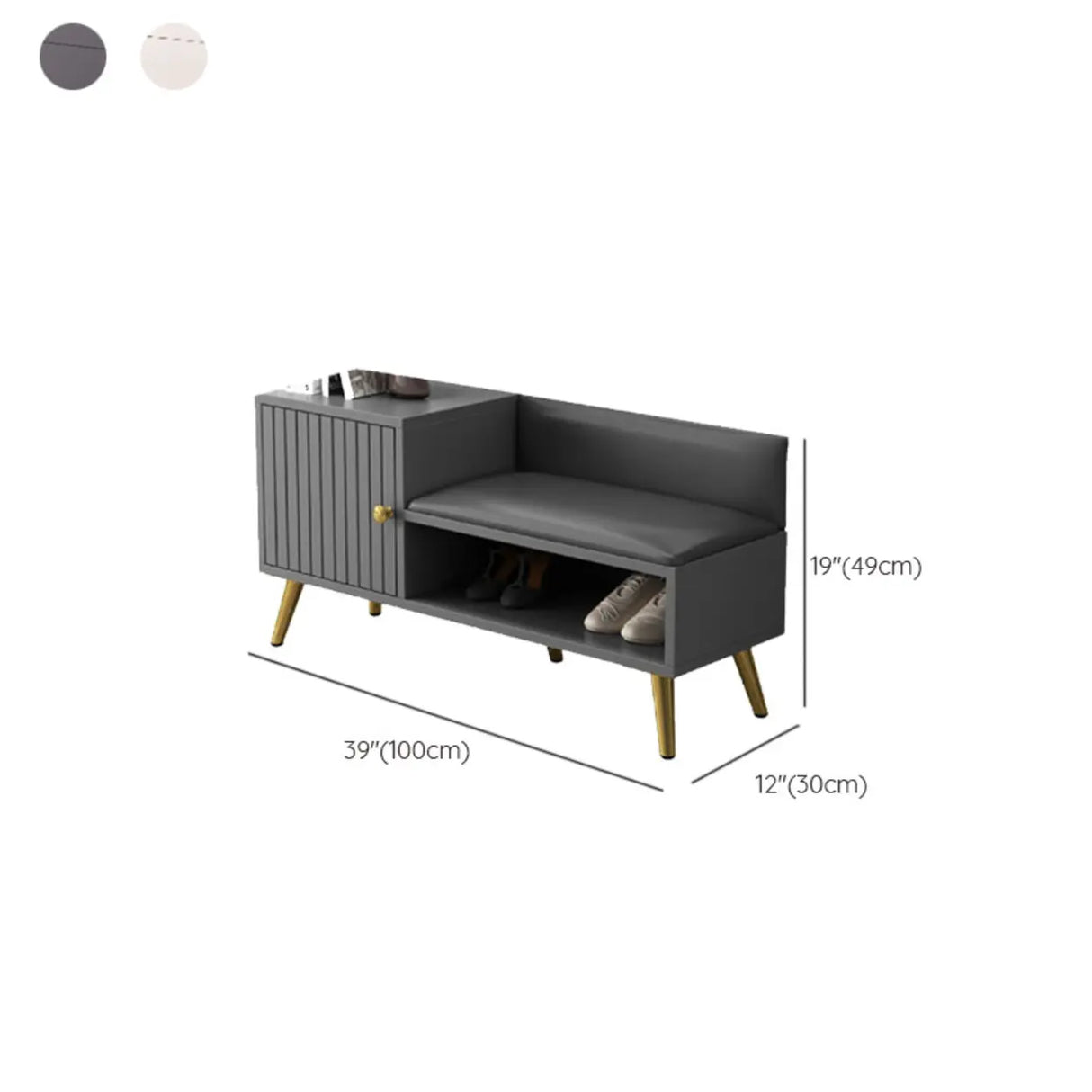 Modern Bench Shoe Storage Wood Entry Gray Cabinet Image - 18