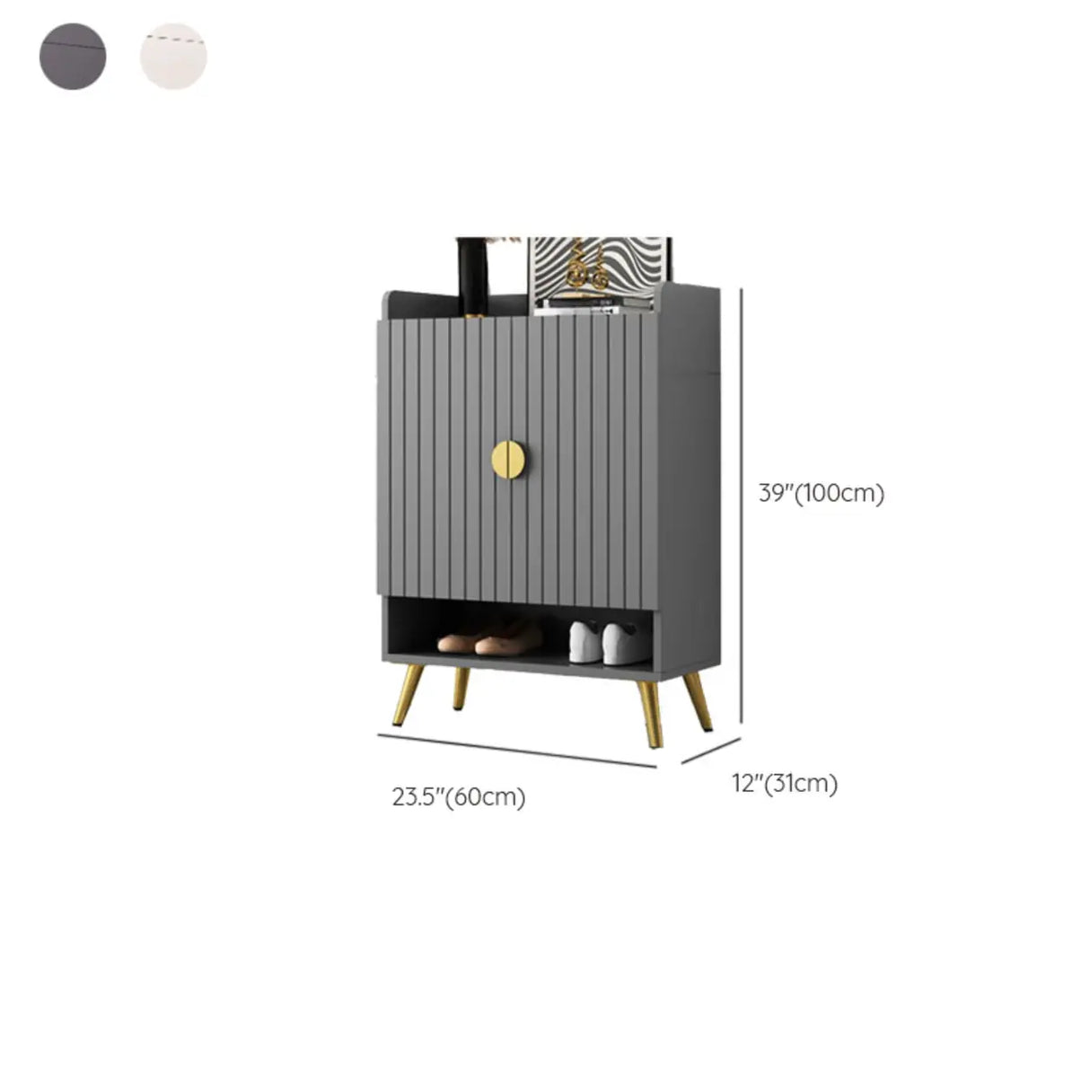 Modern Bench Shoe Storage Wood Entry Gray Cabinet Image - 19