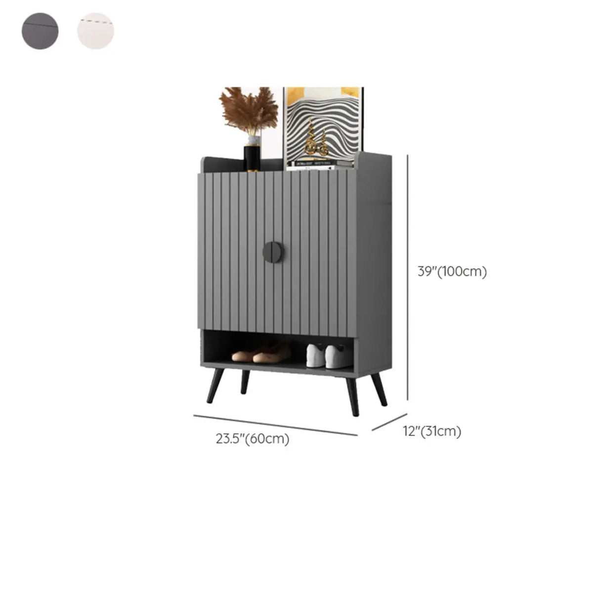 Modern Bench Shoe Storage Wood Entry Gray Cabinet Image - 20