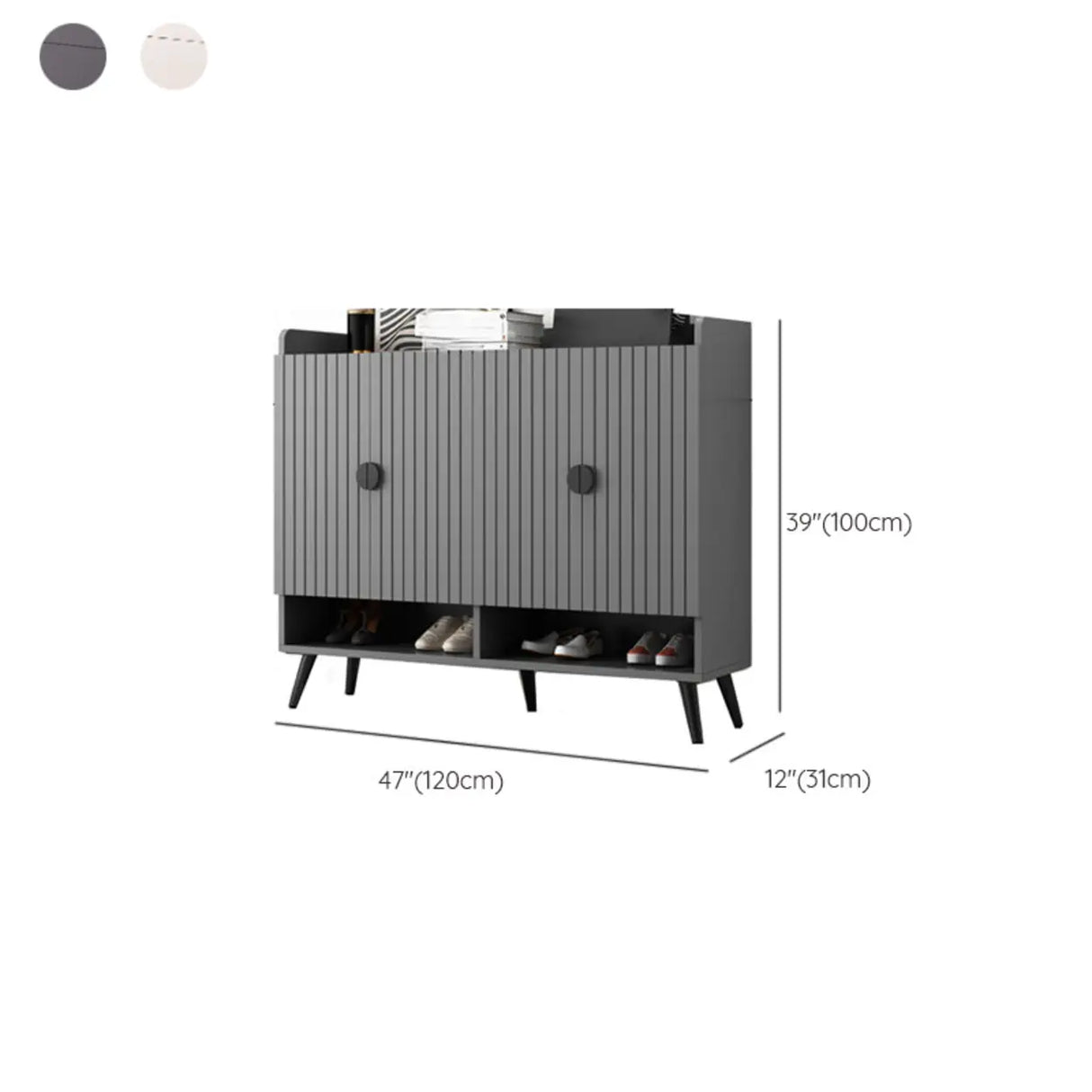 Modern Bench Shoe Storage Wood Entry Gray Cabinet Image - 22