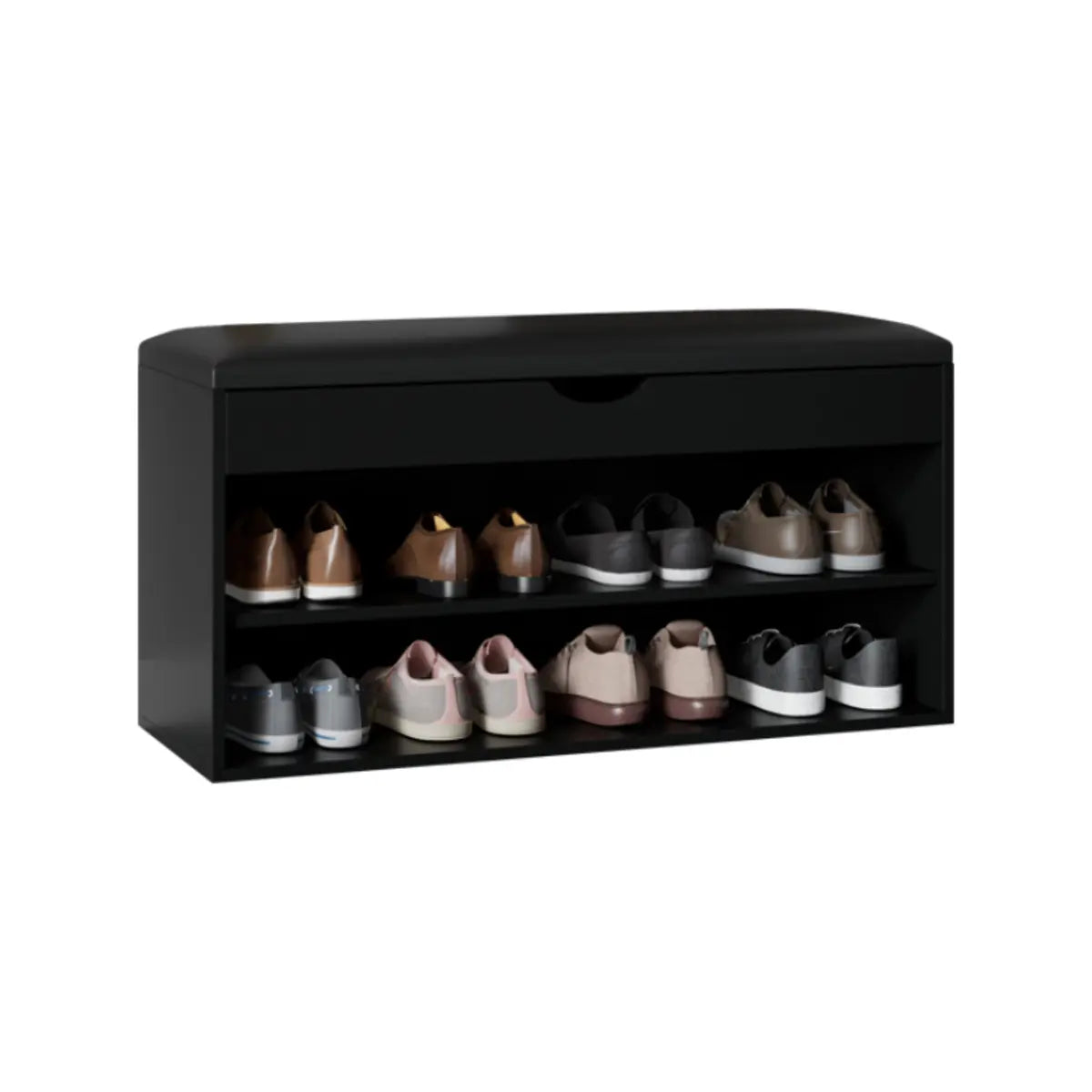 Modern Bench White Wood Entry Shoe Storage Organizer Image - 9